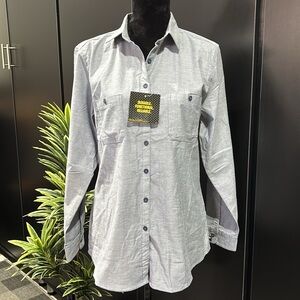 CAT Button Down Denim Blue Oxford,chest pockets, durable reliable